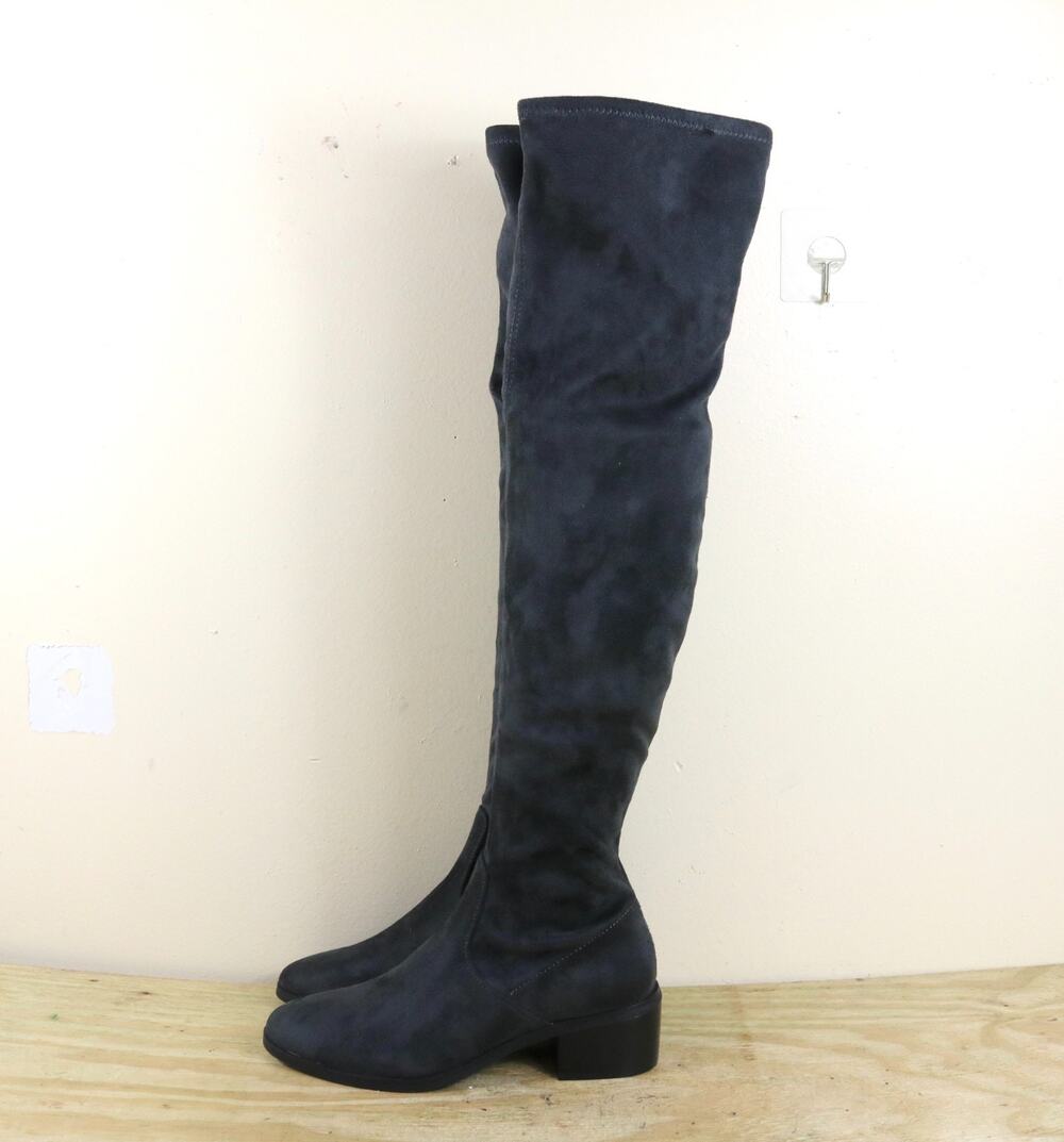 New New York and Company Boots Womens 7 Gray Faux Suede Rana Over The Knee Boho